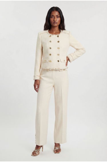 Tweed Embellished Trim Tailored Jacket