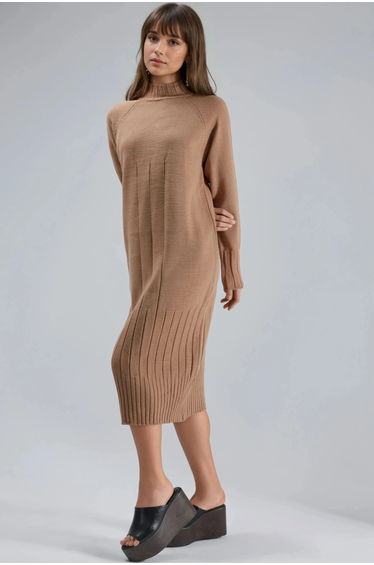 MY FASHION Half Turtleneck Midi Knitwear Dress
