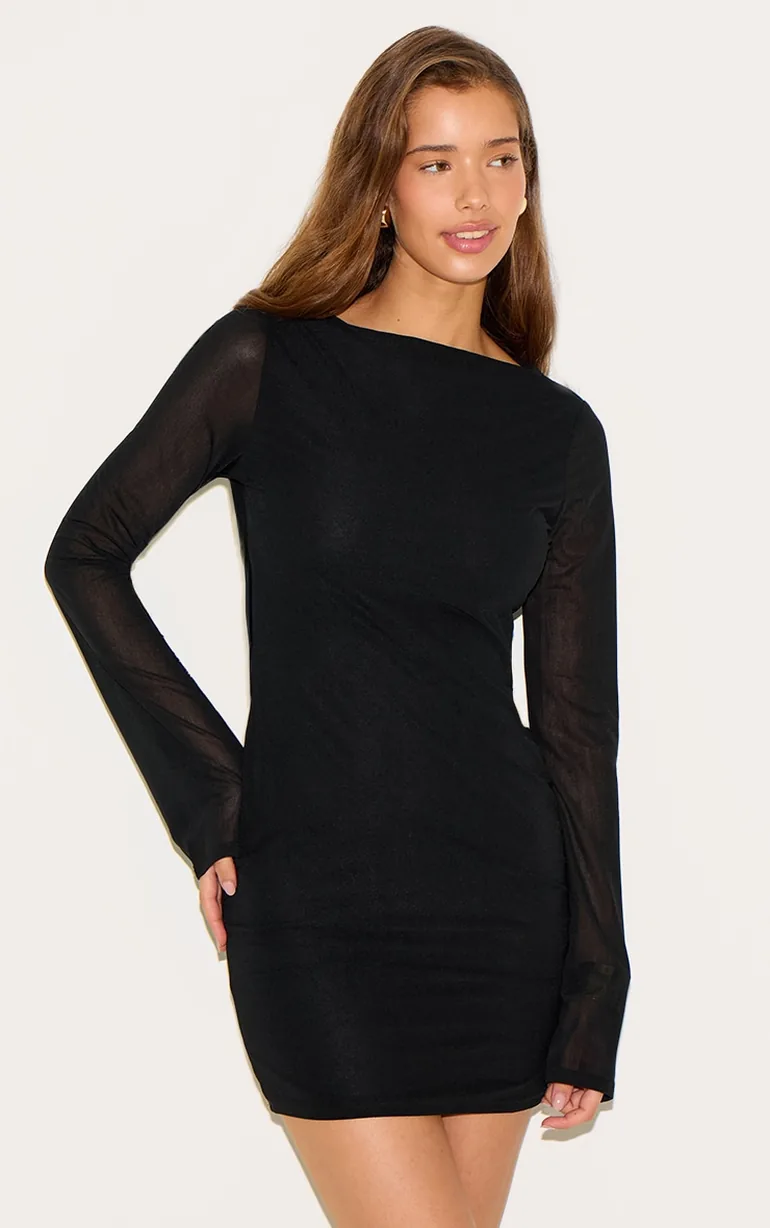 black knit long sleeve mini dress knit long sleeve mini dress