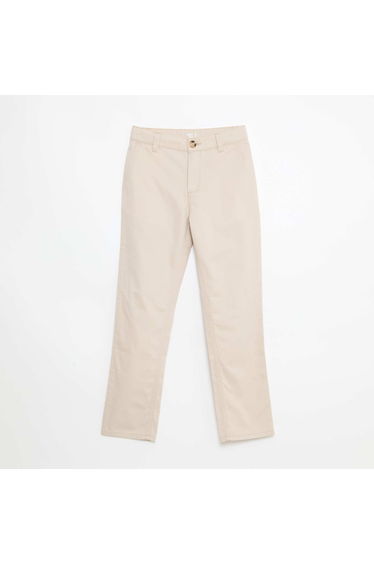 Plain Slim Fit 5-Pocket Chinos BEIGE