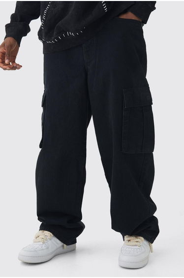 Tall Relaxed Rigid Cargo Jeans - true black