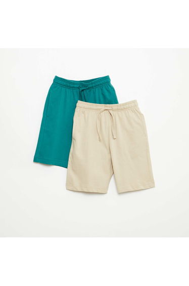 2-Pack of Solid Color Cotton Jersey Shorts BEIGE