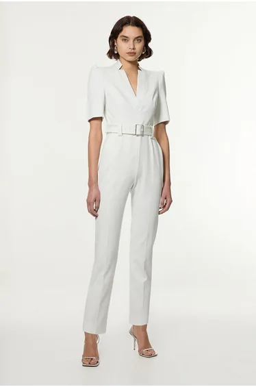 Structured Crepe Forever Belted Jumpsuit