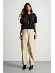Barrel Leg Faux Leather Trouser