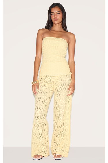 Lemon Embroidered Mid Rise Trousers