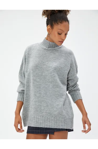 Long Sleeve Ribbed High Neck Tunic