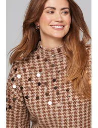 Check Sequin Knitted Jumper - 1