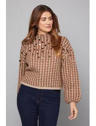Check Sequin Knitted Jumper