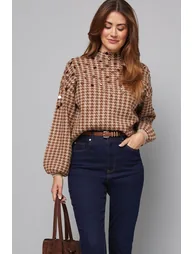 Check Sequin Knitted Jumper - 3