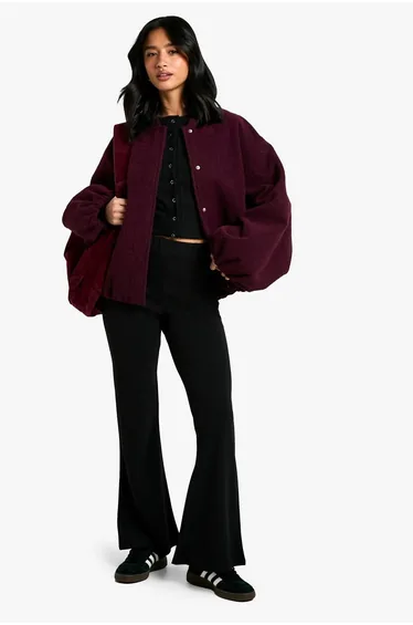 Petite Stretch Flare Leg Trousers - black