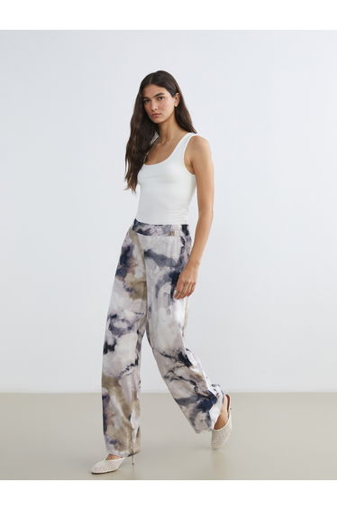 Elastic Waist Batik Print Women's Trousers