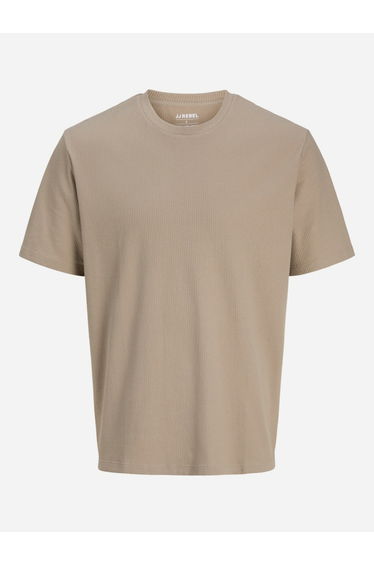 JREBTREY Ribbed Knit Crew Neck T-Shirt