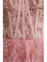 فستان سانفير زهري ماكسي على شكل حرف A - 6