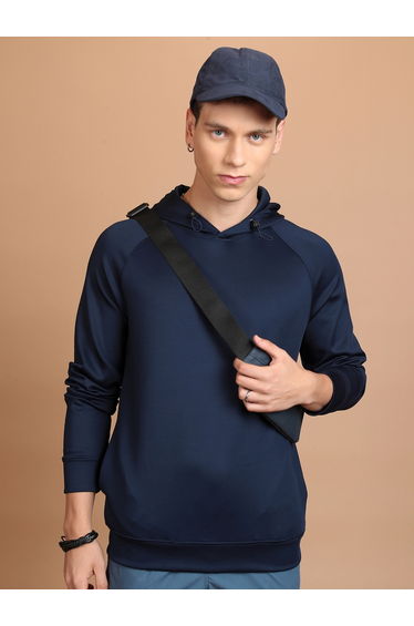Solid Raglan Sleeves Hoodie