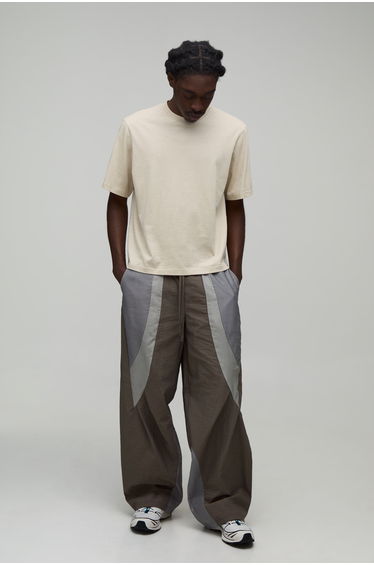 Baggy Fit Colour Block Track Pants - brown