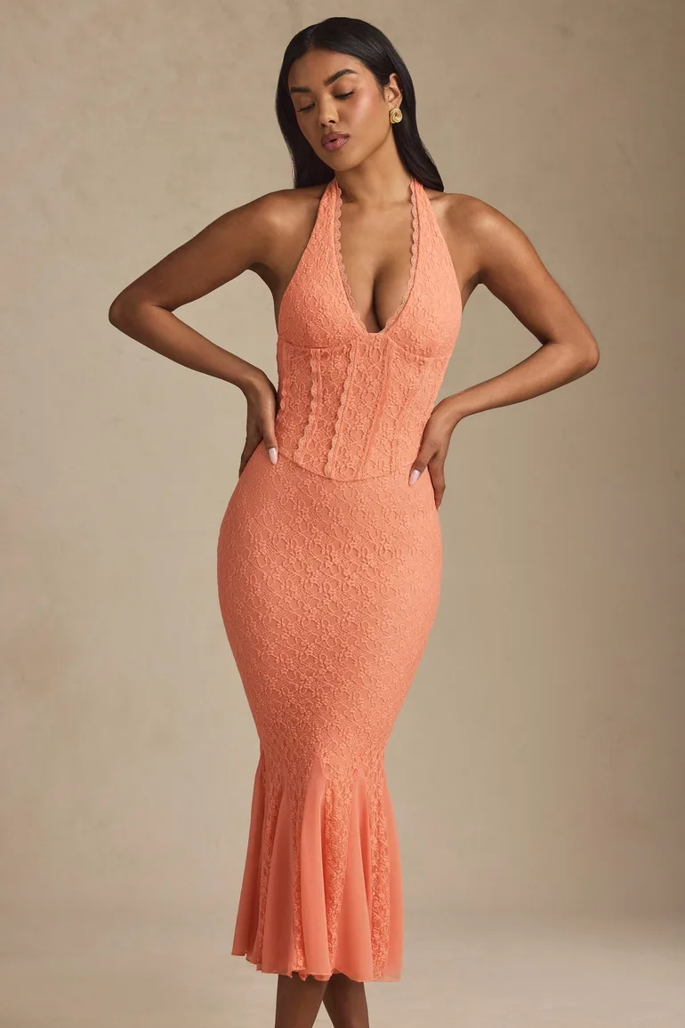 chinese dress ladies Stretch Lace Midaxi Dress