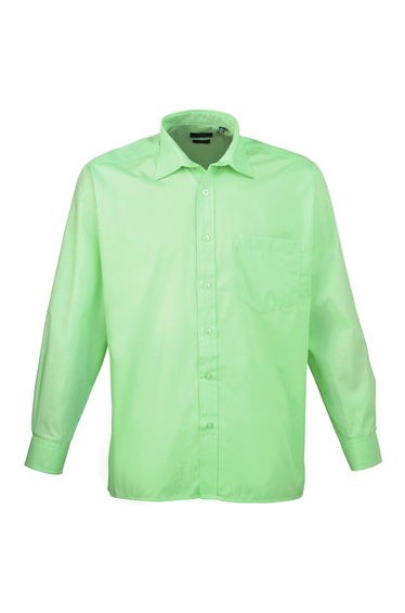 Premier Mens Long Sleeve Formal Plain Work Poplin Shirt - Aqua