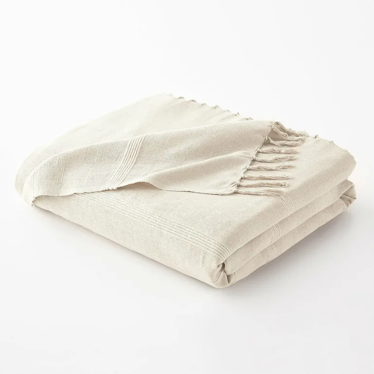 غطاء سرير قطن بشراشيب - 1