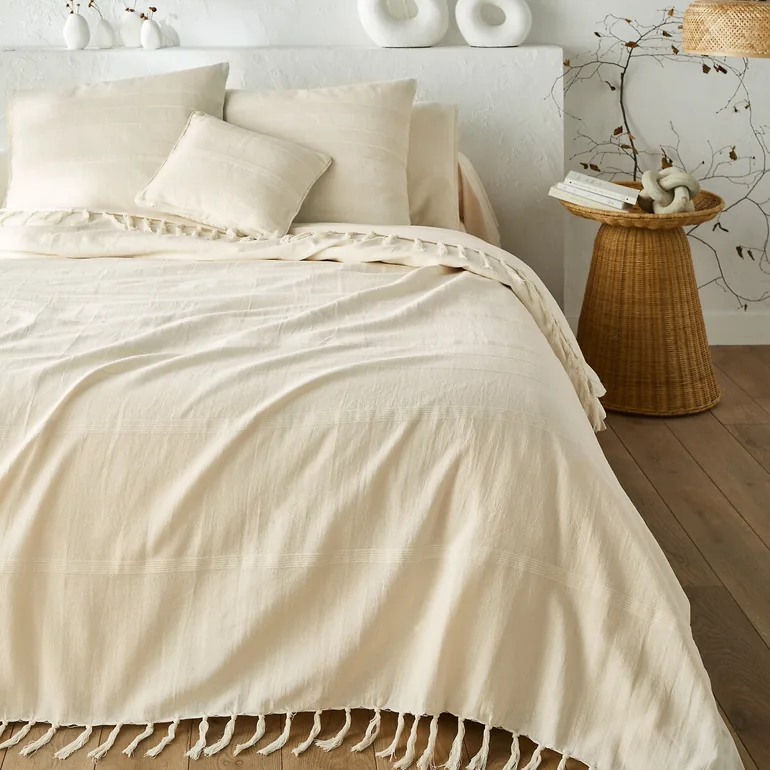 غطاء سرير قطن بشراشيب - 2