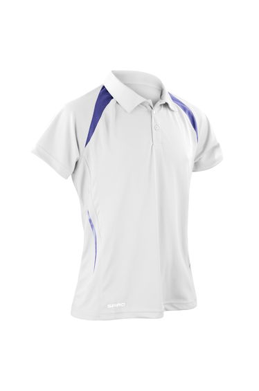 Spiro Mens Sports Team Spirit Performance Polo Shirt - White/Navy
