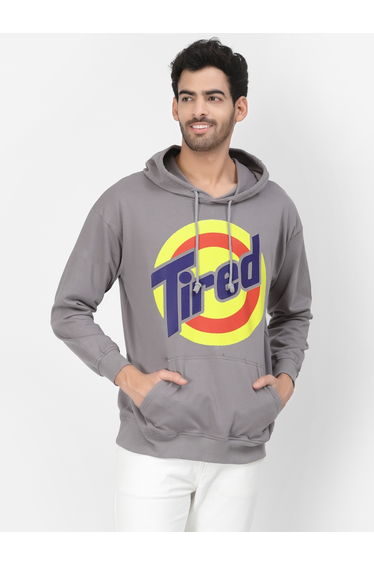 Men Graphic Print Grey Hoodie