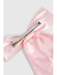 Satin Baby Pink Hair Bow Clip - baby pink - 2