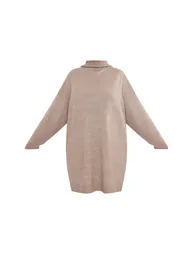 Plus Stone Knitted Slouchy Jumper Dress - 4