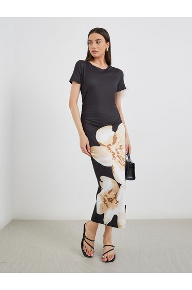 Floral Print Bodycon Midi Dress