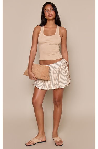 Stone Stripe Woven Tie Waist Mini Skirt