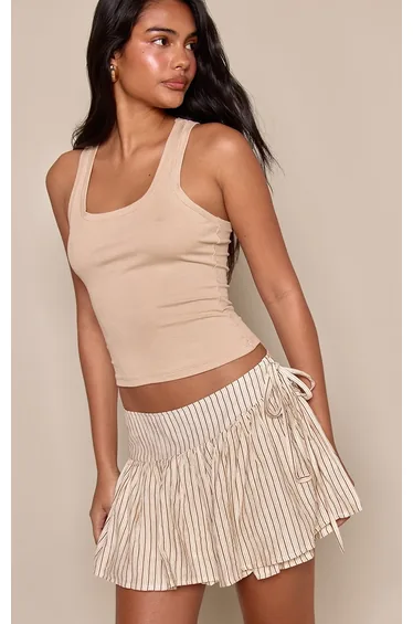 Stone Stripe Woven Tie Waist Mini Skirt