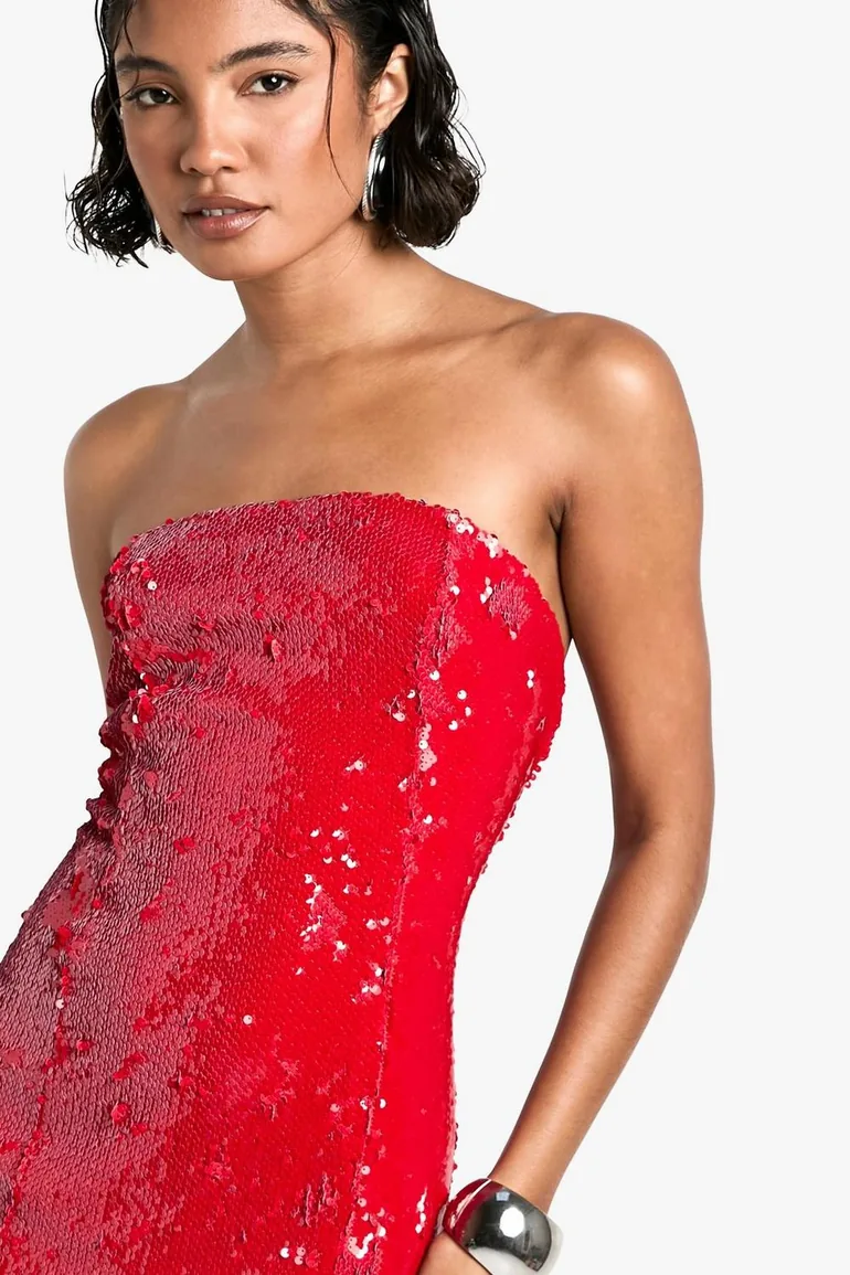 Tall Sequin Bandeau Mini Dress - 3