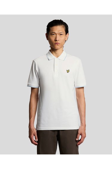 Tipped Polo Shirt Glacier White Light Blue
