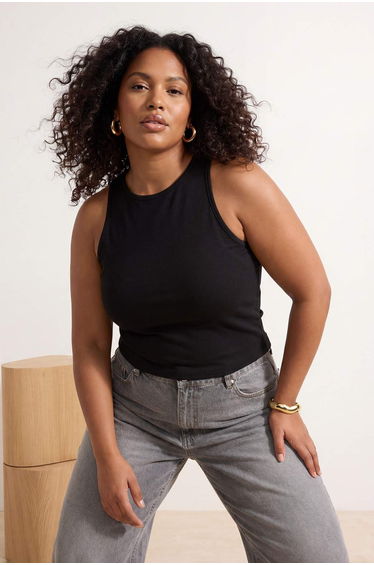 Black Halter Neck Flexible Comfortable Plus Size Undershirt