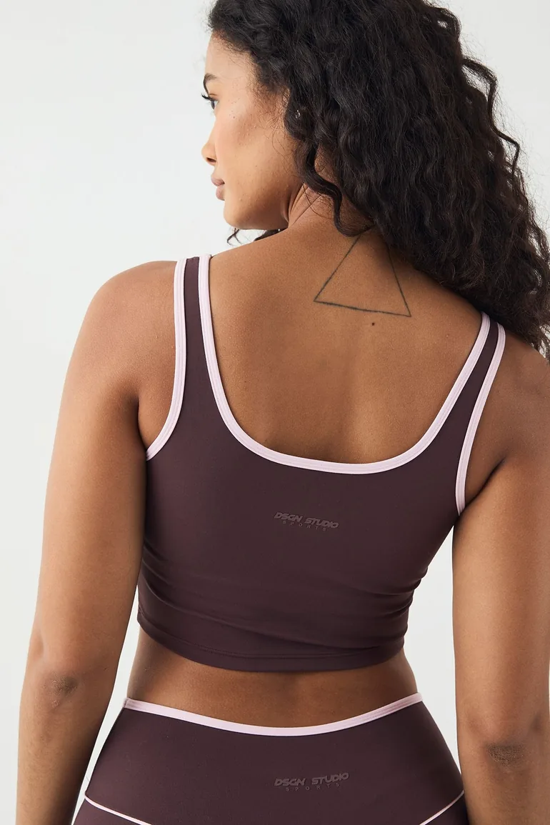 DSGN Studio Sports Sculpt Contrast Piping Padded Sports Bra - chocolate - 3