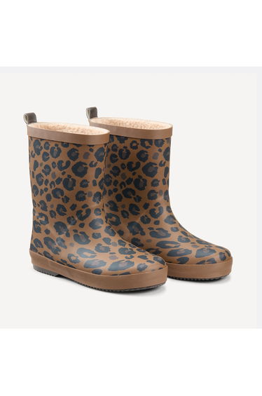 Kids Leopard Print Lined Wellies
