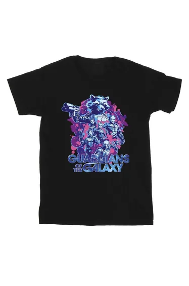 Guardians Of The Galaxy Volume 3 Girls Character Poses Cotton T-Shirt - Black