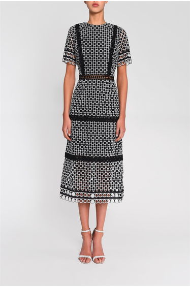 Black White Chelsea Broderie Maxi-Dress