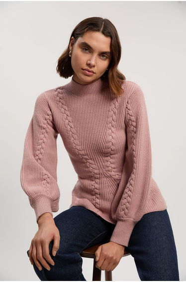 Knit Cable Yarn Peplum Jumper