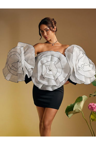 Selasi Off Shoulder Flower Mini Dress