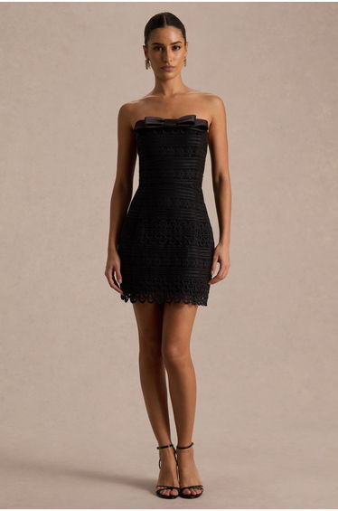 Kerry | Black Lace Bandeau Mini Dress