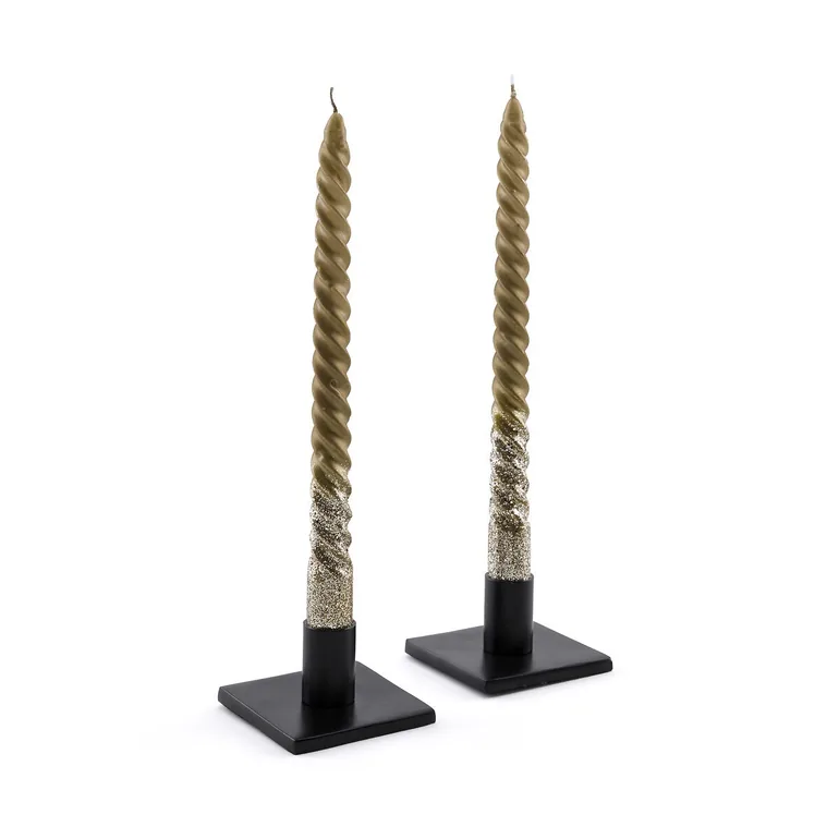 Set of 2 Caspar Glitter Twist Candles - 1