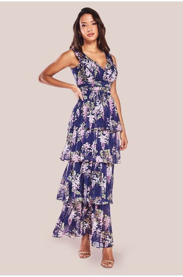 Goddiva Multilayered Chiffon Maxi Dress