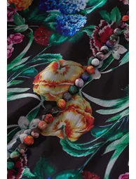 Midnight Floral Button Down Ruffle Chiffon Dress for Moonlit Dinners & Gallery Dates - 3