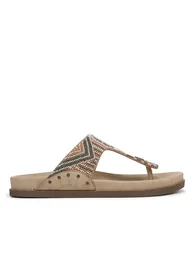 صندل نسائي مزين بأحجار لون كريمي