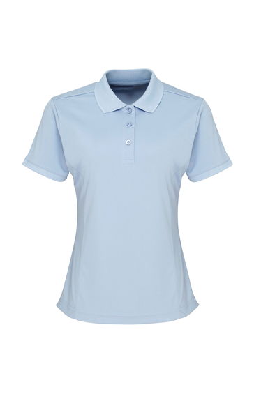 Premier Womens/Ladies Coolchecker Short Sleeve Pique Polo T-Shirt - Light Blue