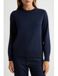 Navy Blue Crew Neck Detachable Shawl Detailed Knitwear Sweater - 4