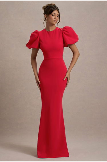 Love Letters | Red Puff-Sleeve Maxi Dress