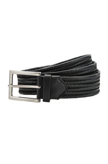 Asquith & Fox Mens Leather Braid Belt - Black