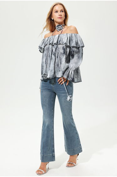 Lila Off-Shoulder Ruffle Hem Top