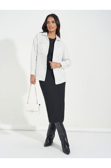 Oversized Longline Tweed Shacket